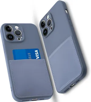 Silicone Wallet Phone Case for iPhone 15 Pro Max 6.7 Inch with Credit Card Holder Pocket, Full-Body Bumper Protection Camera Protect Case (Lavender Gray)