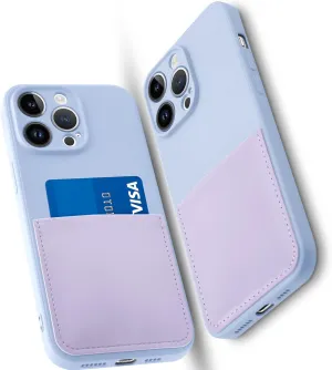 Silicone Wallet Phone Case for iPhone 15 Pro Max 6.7 Inch with Credit Card Holder Pocket, Full-Body Bumper Protection Camera Protect Case (Light Purple)