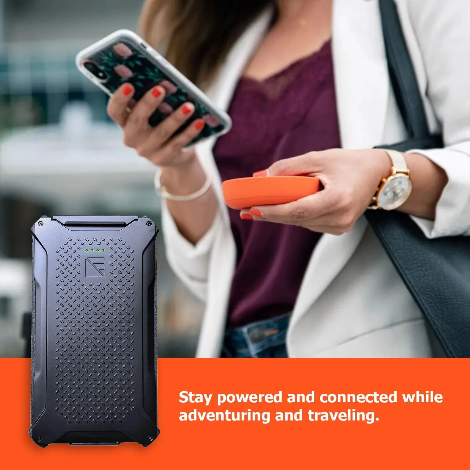 SIMO Solis Lite 4G LTE Mobile WiFi Hotspot | Local & International Coverage Router, No Contract, NO SIM, Lifetime Data, Internet for Travel | with Dark Energy Poseidon Pro Charger, Hi-Vis Orange