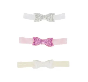 Small Crystallized Double Bow On Elastic Headbands