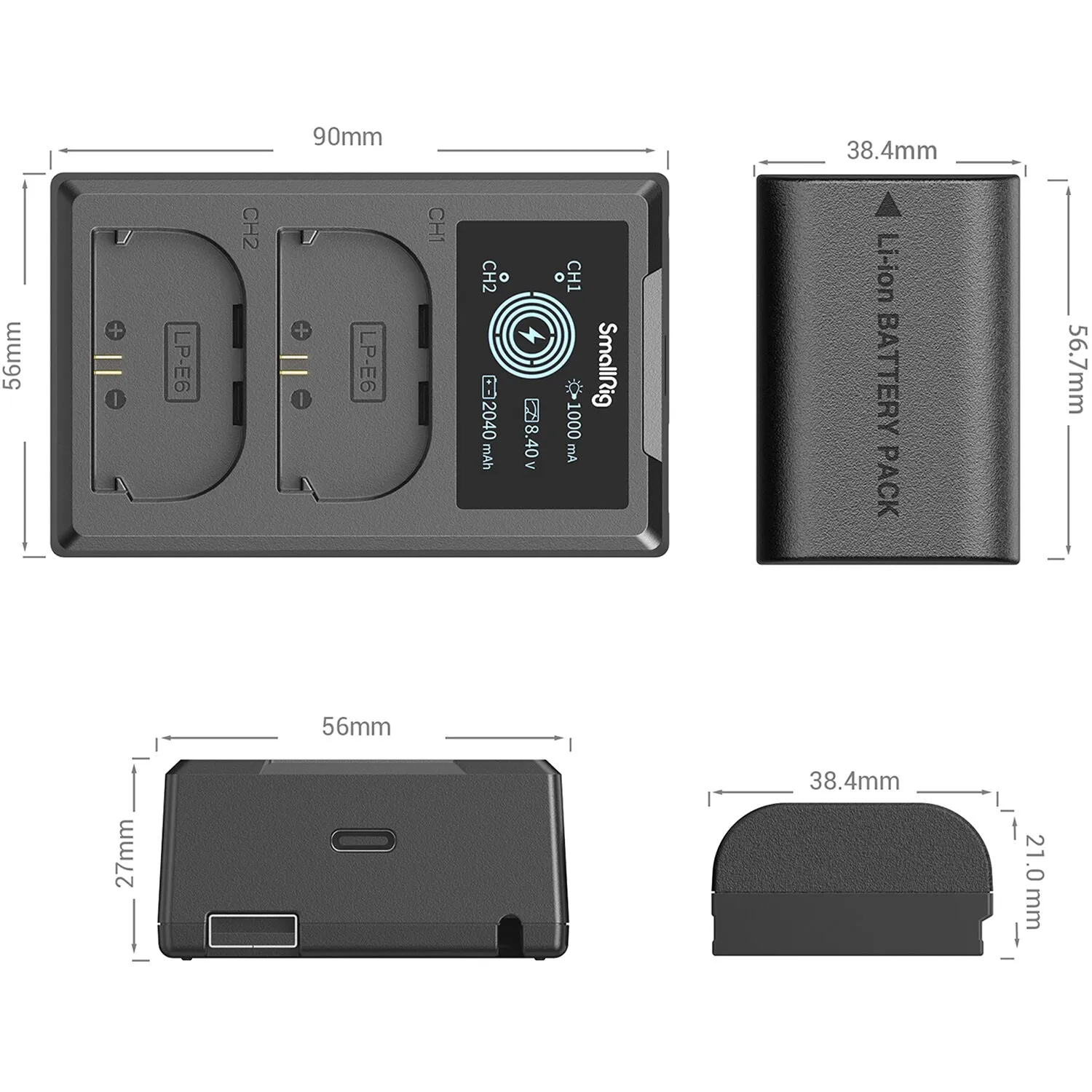 SmallRig LP-E6NH (Canon EOS) 2-Battery Kit with Dual Charger #3821
