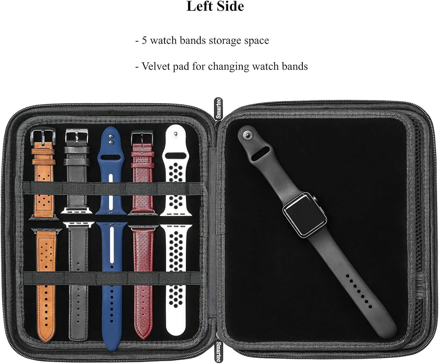 Smart Watch Bands & Accessories Travel/Storage Case, Stores 10  Bands, Compatible for All Series of Apple Watch Bands (Black)
