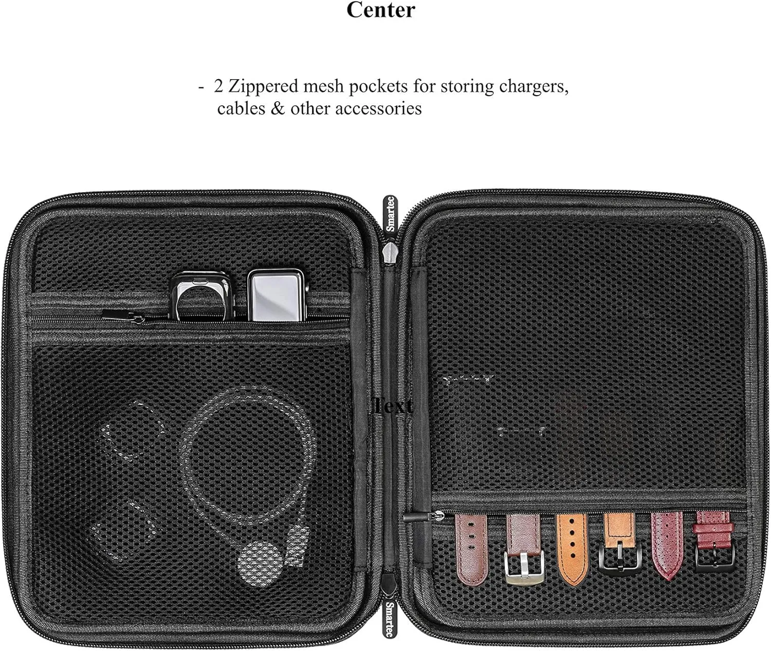 Smart Watch Bands & Accessories Travel/Storage Case, Stores 10  Bands, Compatible for All Series of Apple Watch Bands (Black)