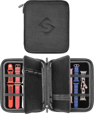 Smart Watch Bands & Accessories Travel/Storage Case, Stores 10  Bands, Compatible for All Series of Apple Watch Bands (Black)