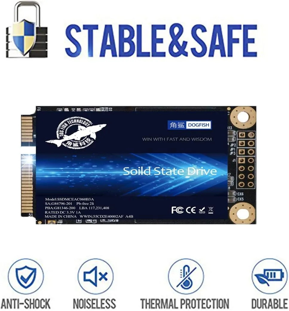 SSD MSATA 128GB Dogfish High Performance Internal Solid State Drive for Desktop Laptop 3 Unit Package Pack [128GB(3Packs),MSATA]