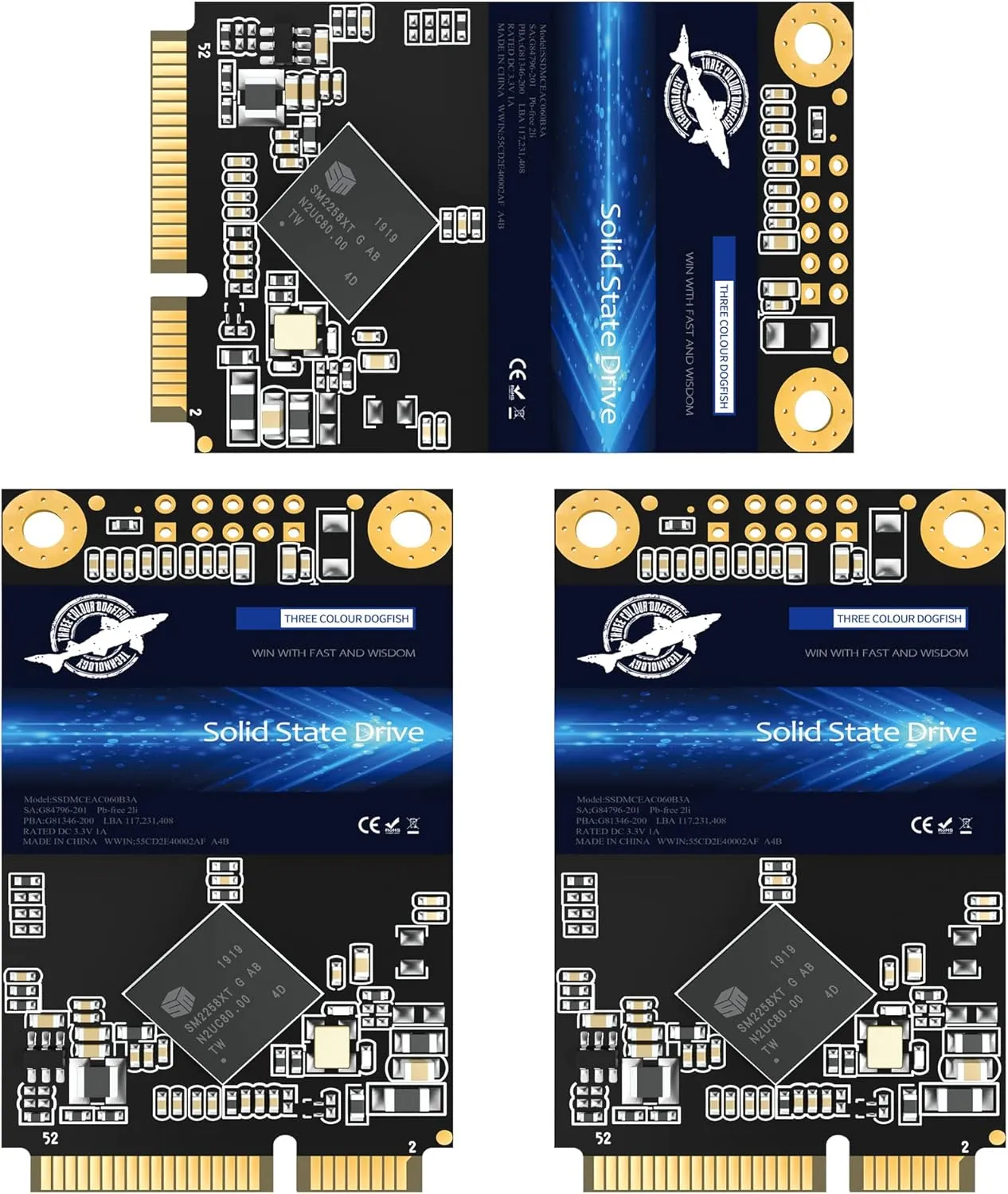 SSD MSATA 128GB Dogfish High Performance Internal Solid State Drive for Desktop Laptop 3 Unit Package Pack [128GB(3Packs),MSATA]