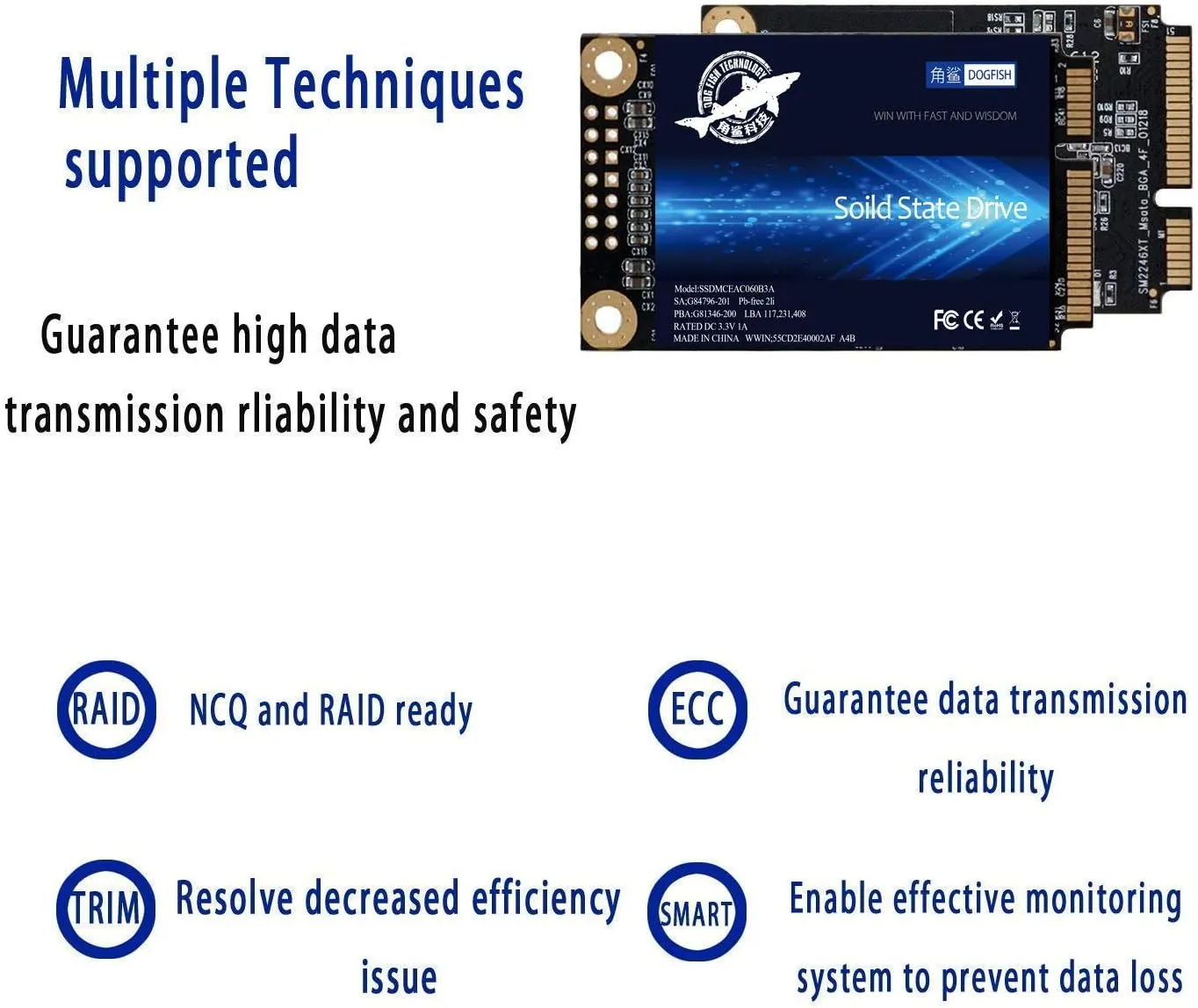 SSD MSATA 128GB Dogfish High Performance Internal Solid State Drive for Desktop Laptop 3 Unit Package Pack [128GB(3Packs),MSATA]