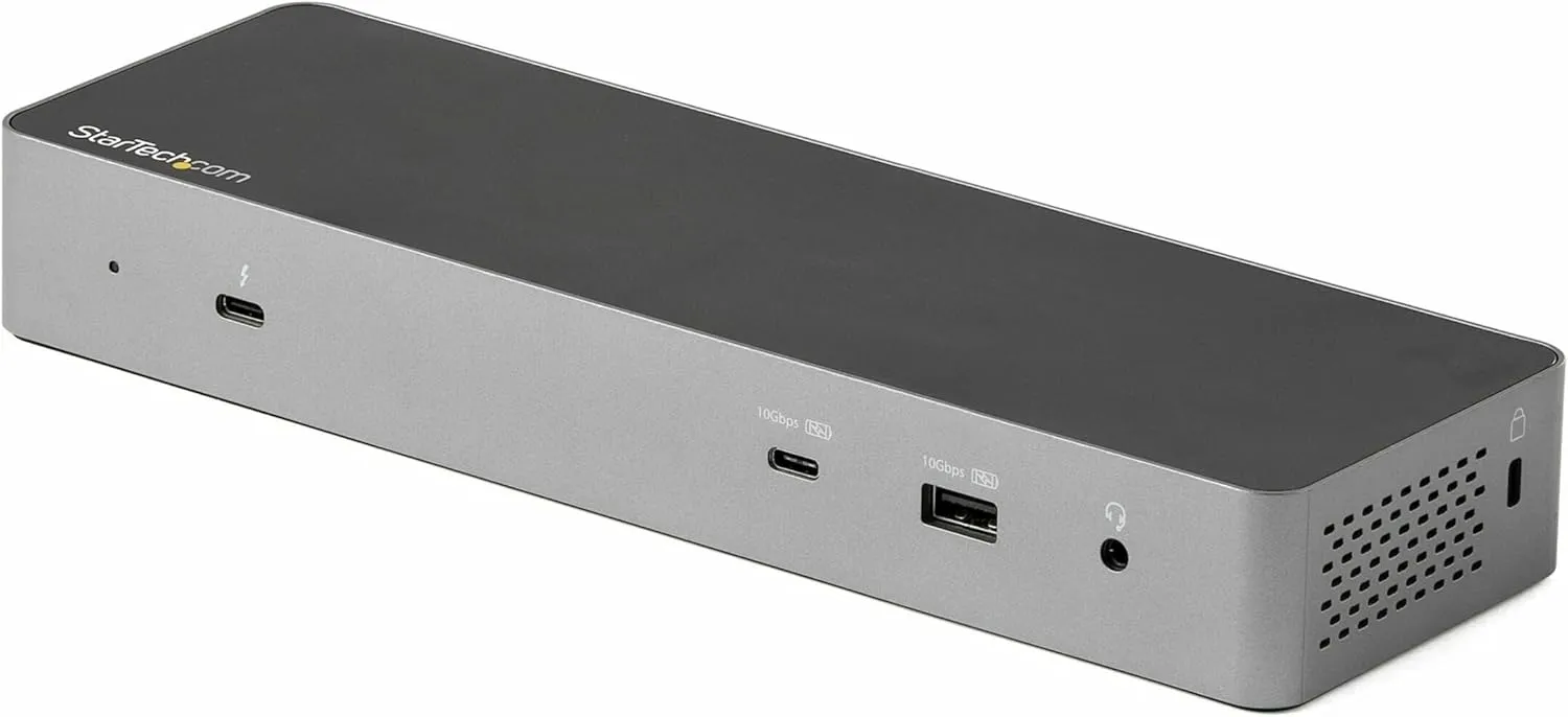 StarTech.com Thunderbolt Dock w/USB-C Host Compatibility - Dual 4K 60Hz DisplayPort 1.4 or Dual HDMI 2.0 Monitors - Single 8K - USB-C Laptop Docking Station - 96W PD, 5xUSB 10Gbps (TB3CDK2DH)