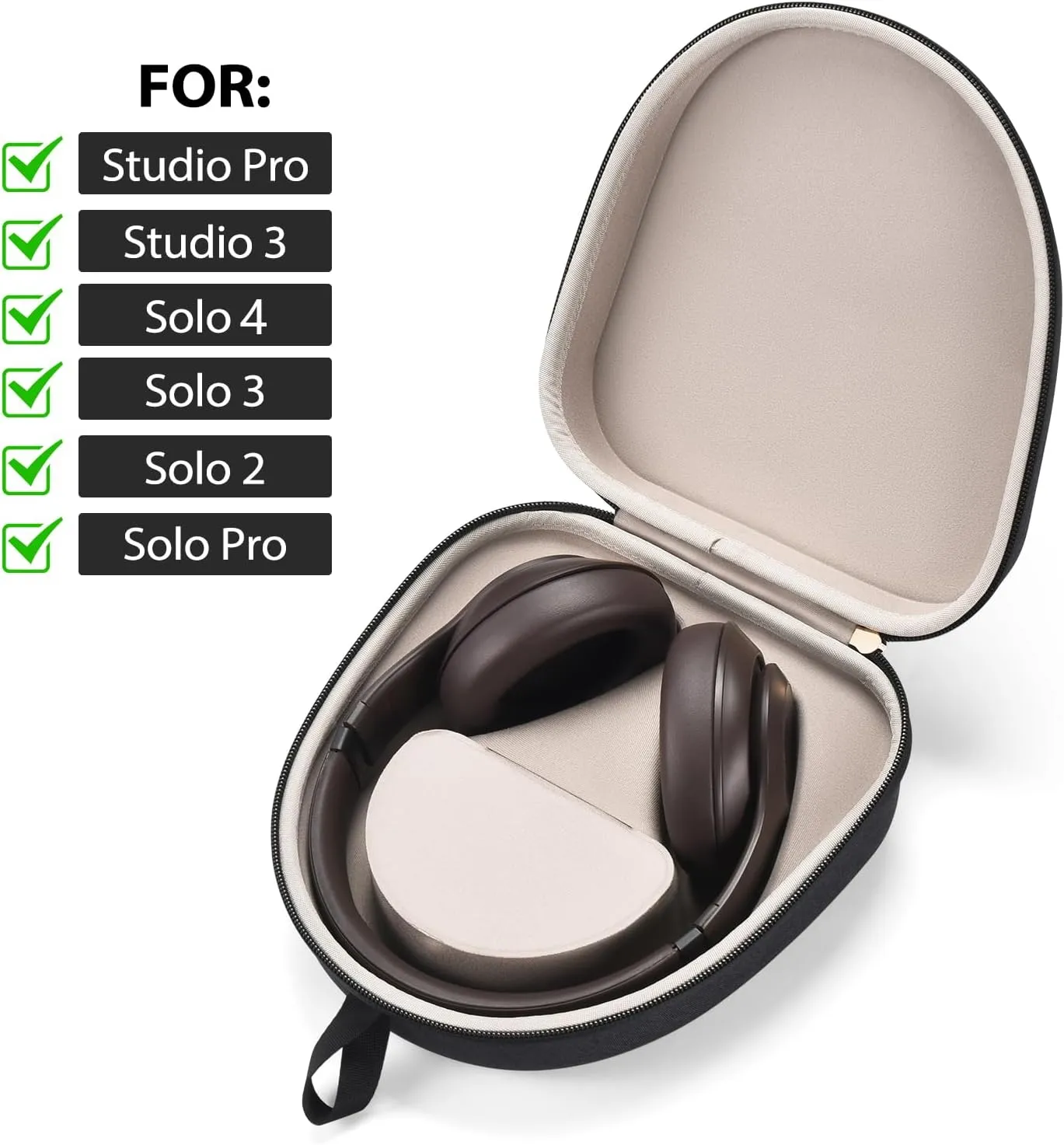 Storage case for Beats Studio Pro/Studio 3/Solo 4/3/2/Pro headsets, Portable Built-in Magnetic Design Gaming headsets Storage(Black)