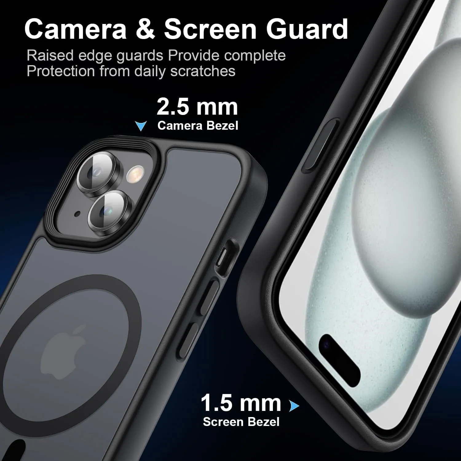 Strong Magnetic Case for iPhone 13 Case &iPhone 14 Case [10FT-Grade Drop Tested & Compatible with MagSafe] Translucent Anti-Fingerprint Anti Shockproof Protective Shell 6.1 Inch, Black