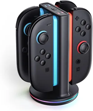 SUPCASE Charging Dock for Nintendo Switch 2 Joy Con, [Supports Dual-Direction Charging] [9 Light Modes] Magnetic Controller Charger Stand Station Compatible with Switch 2 Joy Con Accessories, Black