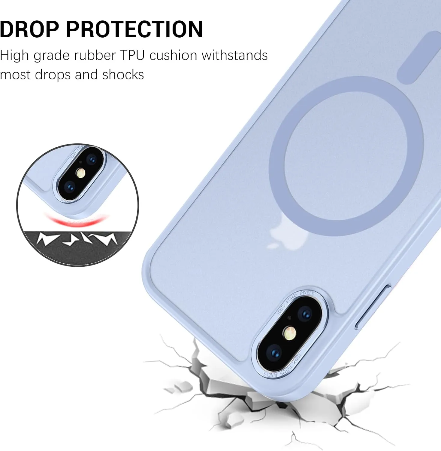 Telaso for iPhone X Case, iPhone Xs Phone Case Compatible with Magsafe Wireless Charging Translucent Matte Back Slim Shockproof Anti-Scratch Anti-Yellow Protective Magnetic iPhone X/XS Case, Blue