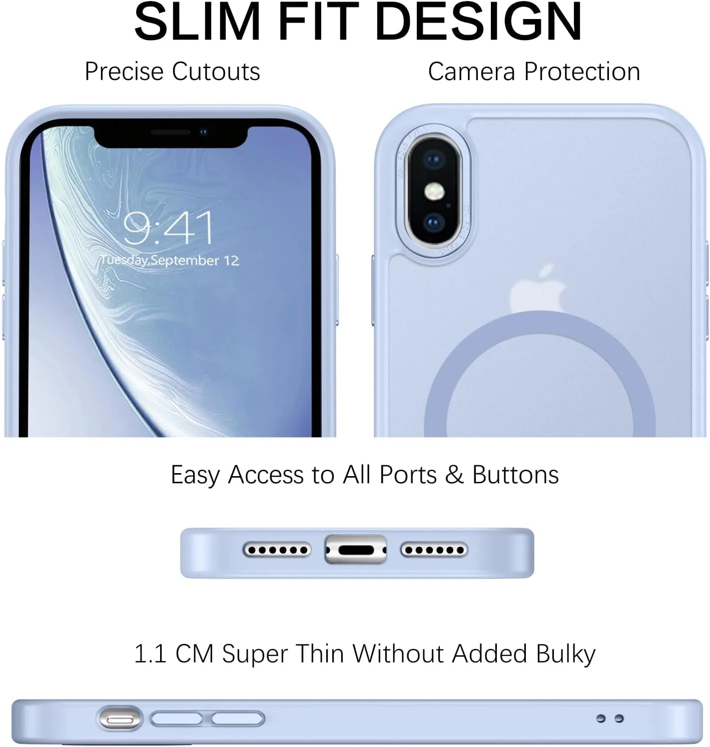Telaso for iPhone X Case, iPhone Xs Phone Case Compatible with Magsafe Wireless Charging Translucent Matte Back Slim Shockproof Anti-Scratch Anti-Yellow Protective Magnetic iPhone X/XS Case, Blue
