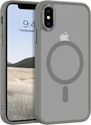 Telaso for iPhone X Case, iPhone Xs Phone Case Compatible with Magsafe Wireless Charging Translucent Matte Back Slim Shockproof Anti-Scratch Anti-Yellow Protective Magnetic iPhone X/XS Case, Grey