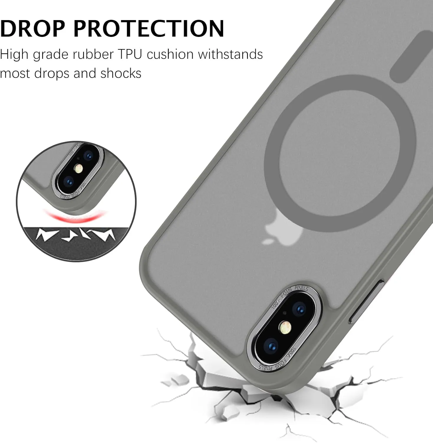 Telaso for iPhone X Case, iPhone Xs Phone Case Compatible with Magsafe Wireless Charging Translucent Matte Back Slim Shockproof Anti-Scratch Anti-Yellow Protective Magnetic iPhone X/XS Case, Grey