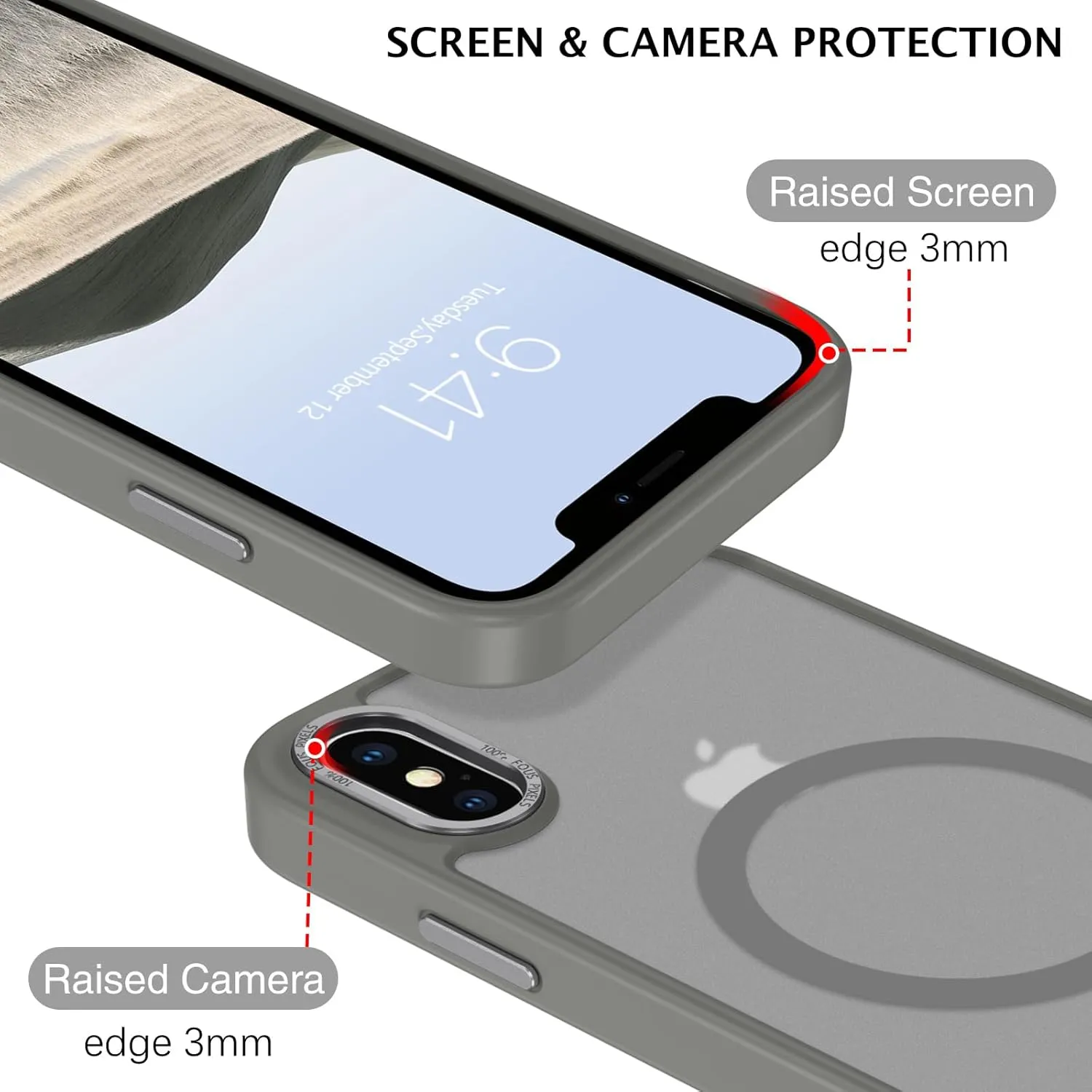 Telaso for iPhone X Case, iPhone Xs Phone Case Compatible with Magsafe Wireless Charging Translucent Matte Back Slim Shockproof Anti-Scratch Anti-Yellow Protective Magnetic iPhone X/XS Case, Grey