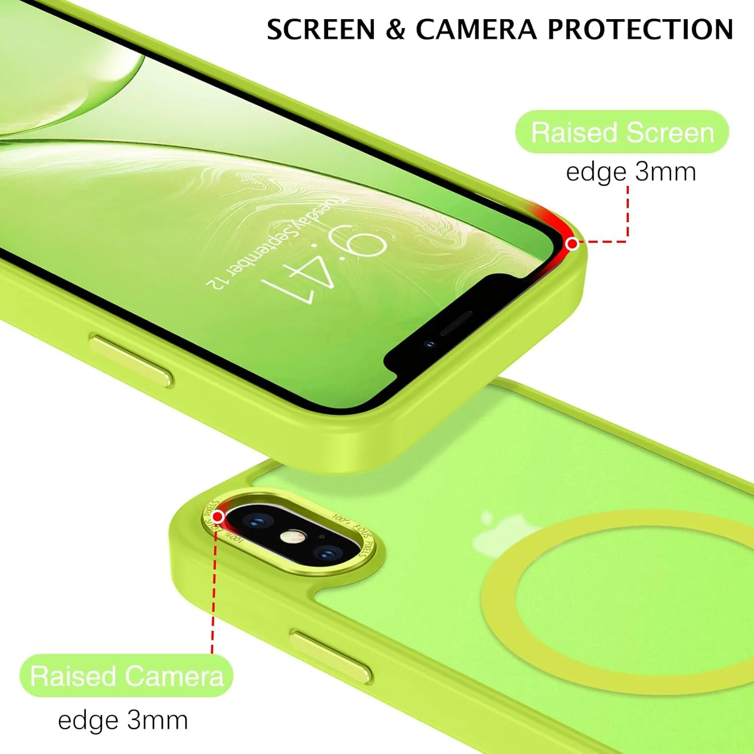 Telaso for iPhone X Case, iPhone Xs Phone Case Compatible with Magsafe Wireless Charging Translucent Matte Back Slim Shockproof Anti-Scratch Anti-Yellow Protective Magnetic iPhone X/XS Case, Hot Green