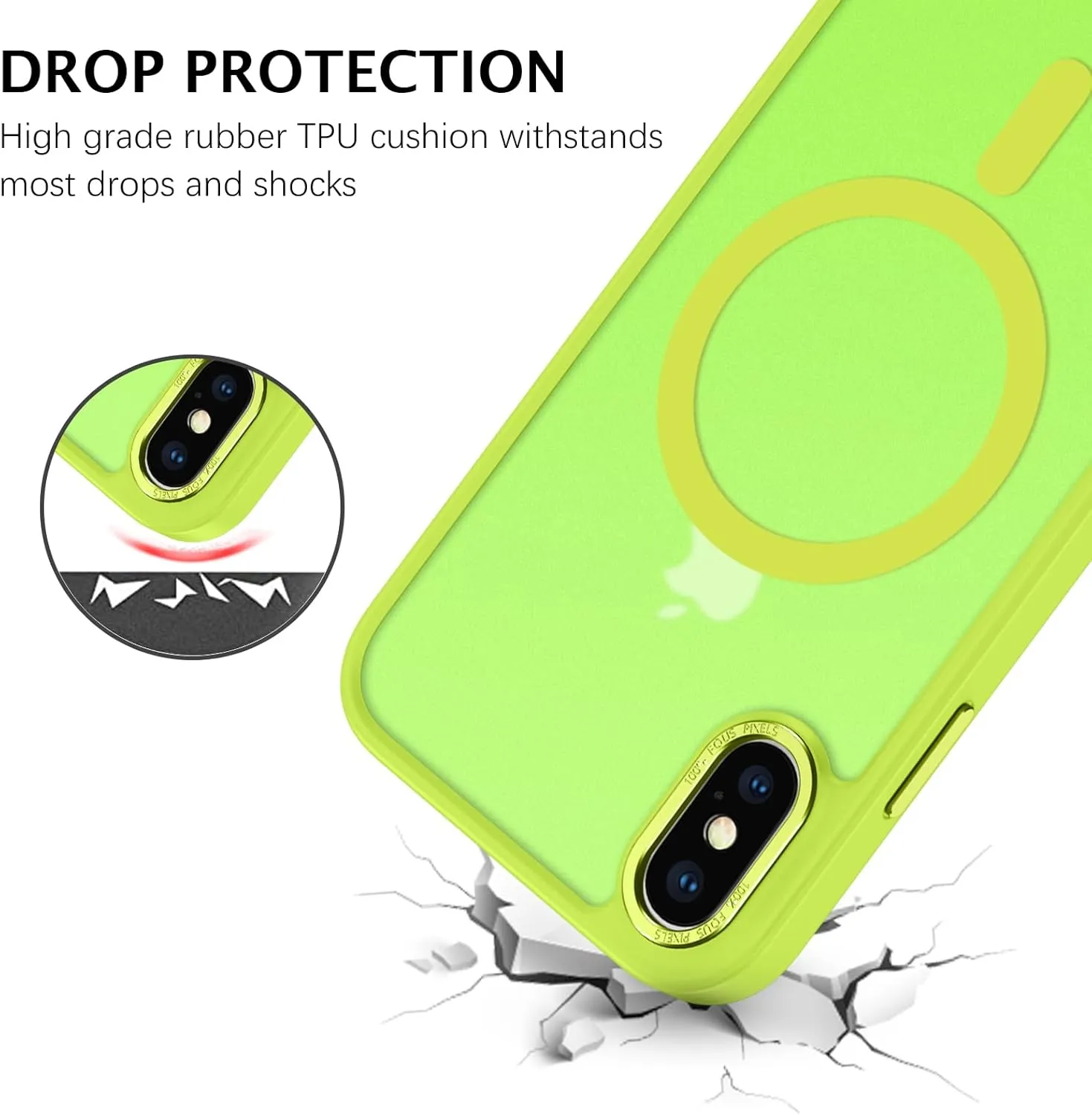 Telaso for iPhone X Case, iPhone Xs Phone Case Compatible with Magsafe Wireless Charging Translucent Matte Back Slim Shockproof Anti-Scratch Anti-Yellow Protective Magnetic iPhone X/XS Case, Hot Green