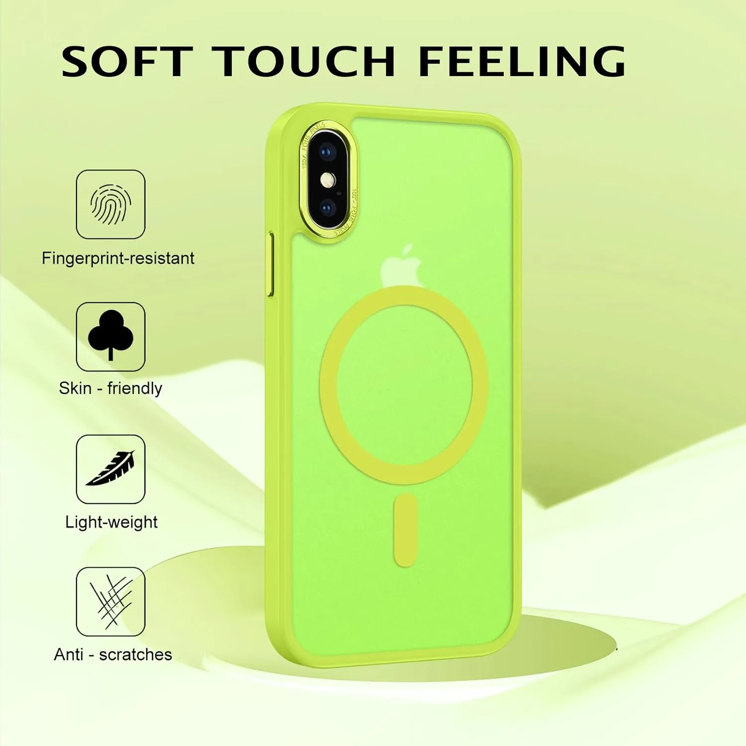 Telaso for iPhone X Case, iPhone Xs Phone Case Compatible with Magsafe Wireless Charging Translucent Matte Back Slim Shockproof Anti-Scratch Anti-Yellow Protective Magnetic iPhone X/XS Case, Hot Green