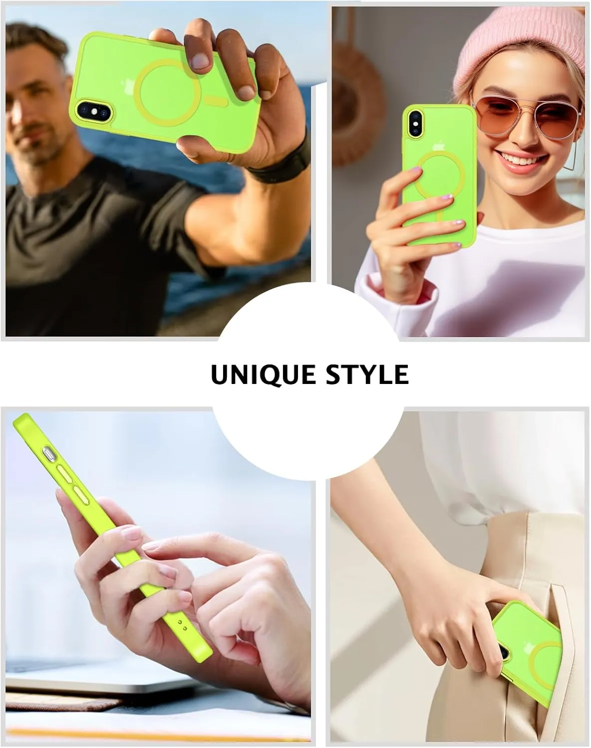 Telaso for iPhone X Case, iPhone Xs Phone Case Compatible with Magsafe Wireless Charging Translucent Matte Back Slim Shockproof Anti-Scratch Anti-Yellow Protective Magnetic iPhone X/XS Case, Hot Green
