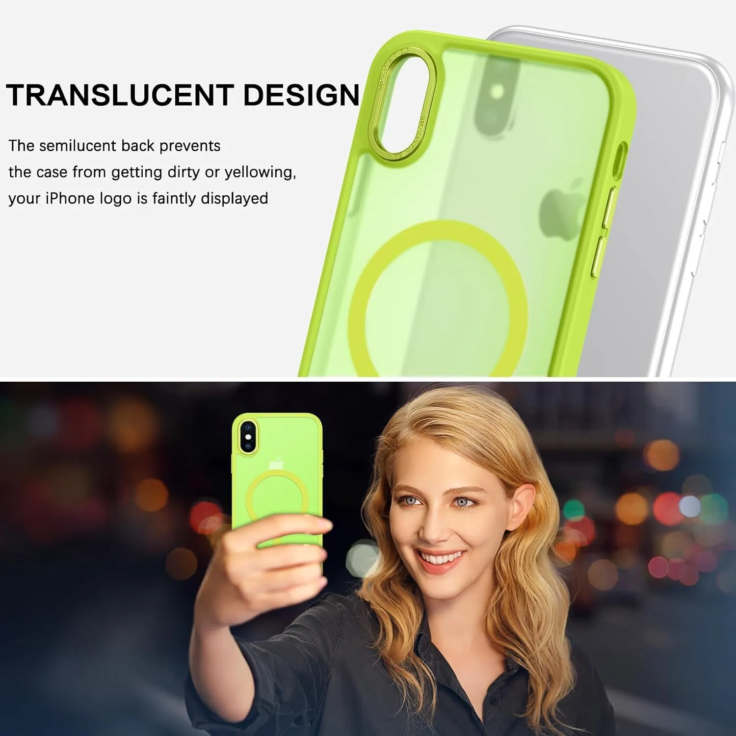 Telaso for iPhone X Case, iPhone Xs Phone Case Compatible with Magsafe Wireless Charging Translucent Matte Back Slim Shockproof Anti-Scratch Anti-Yellow Protective Magnetic iPhone X/XS Case, Hot Green