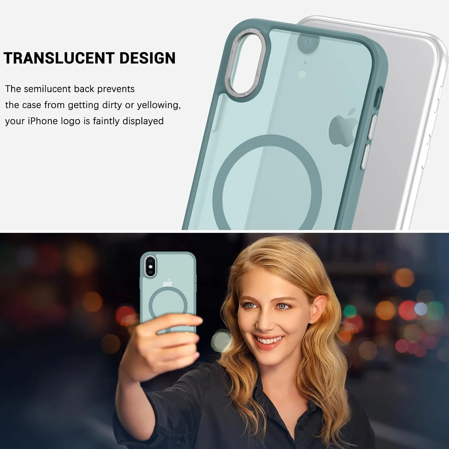 Telaso for iPhone X Case, iPhone Xs Phone Case Compatible with Magsafe Wireless Charging Translucent Matte Back Slim Shockproof Anti-Yellow Protective Magnetic for iPhone X/XS Case, Calke Green