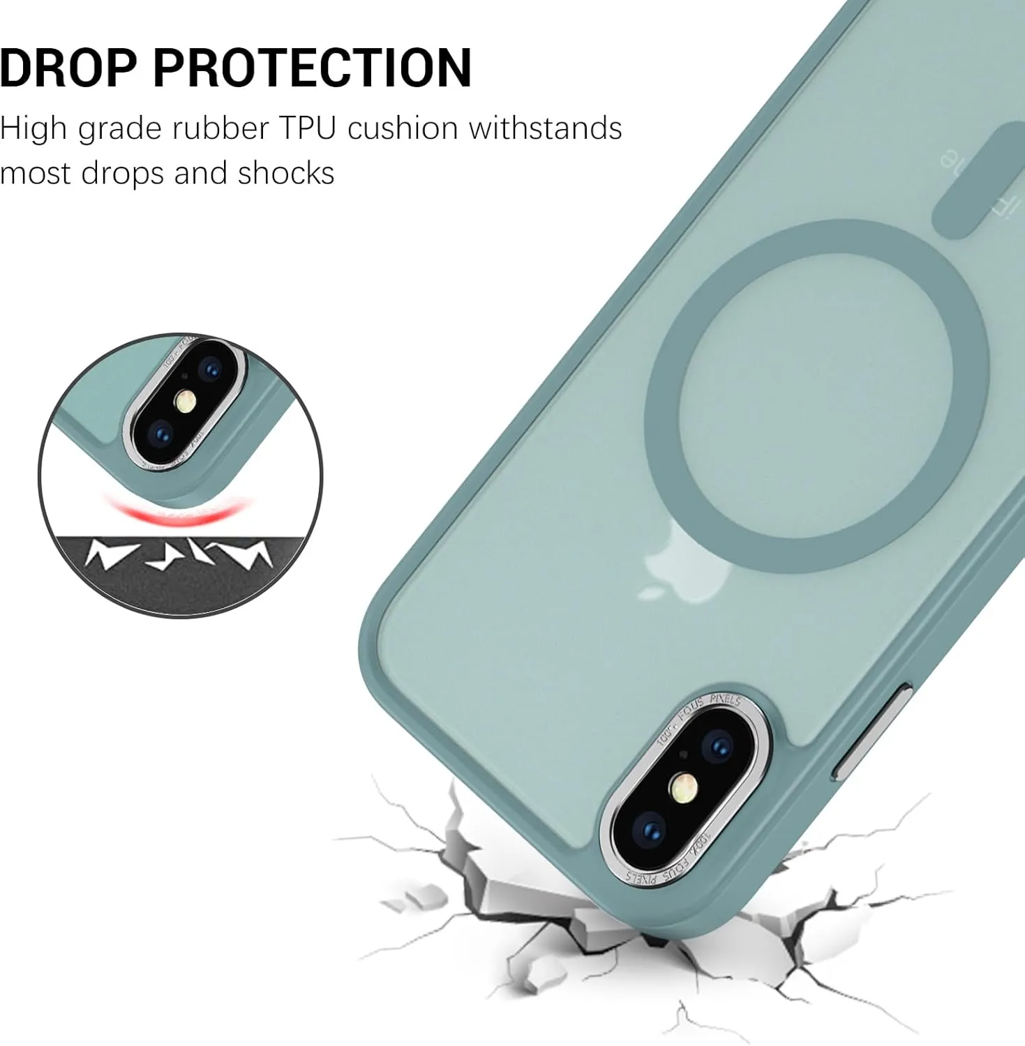 Telaso for iPhone X Case, iPhone Xs Phone Case Compatible with Magsafe Wireless Charging Translucent Matte Back Slim Shockproof Anti-Yellow Protective Magnetic for iPhone X/XS Case, Calke Green