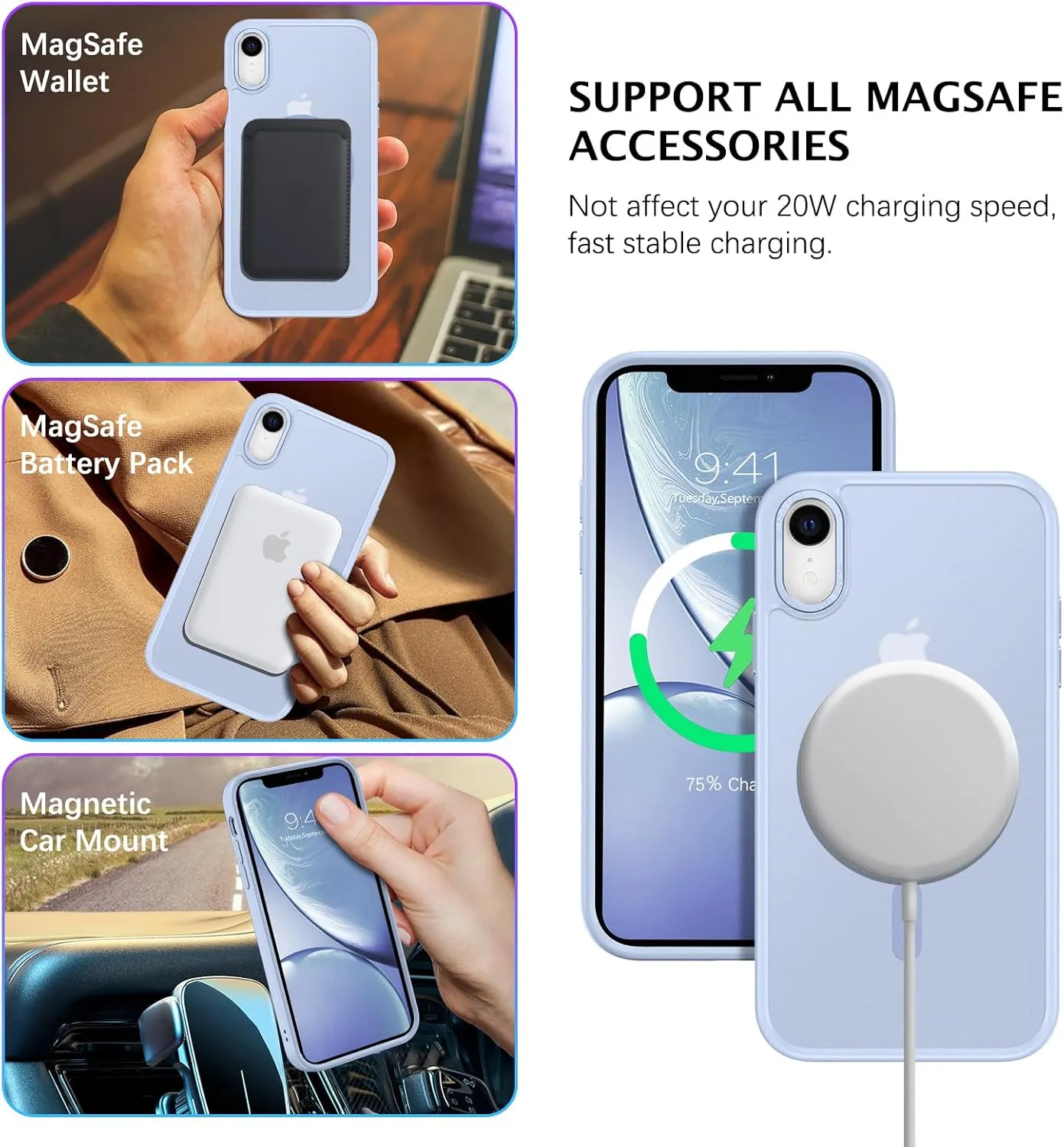 Telaso for iPhone XR Case, iPhone XR Phone Case Compatible with Magsafe Translucent Matte Back Shockproof Anti-Scratch Anti-Yellow Full Body Protective Magnetic iPhone XR Case, Baby Blue