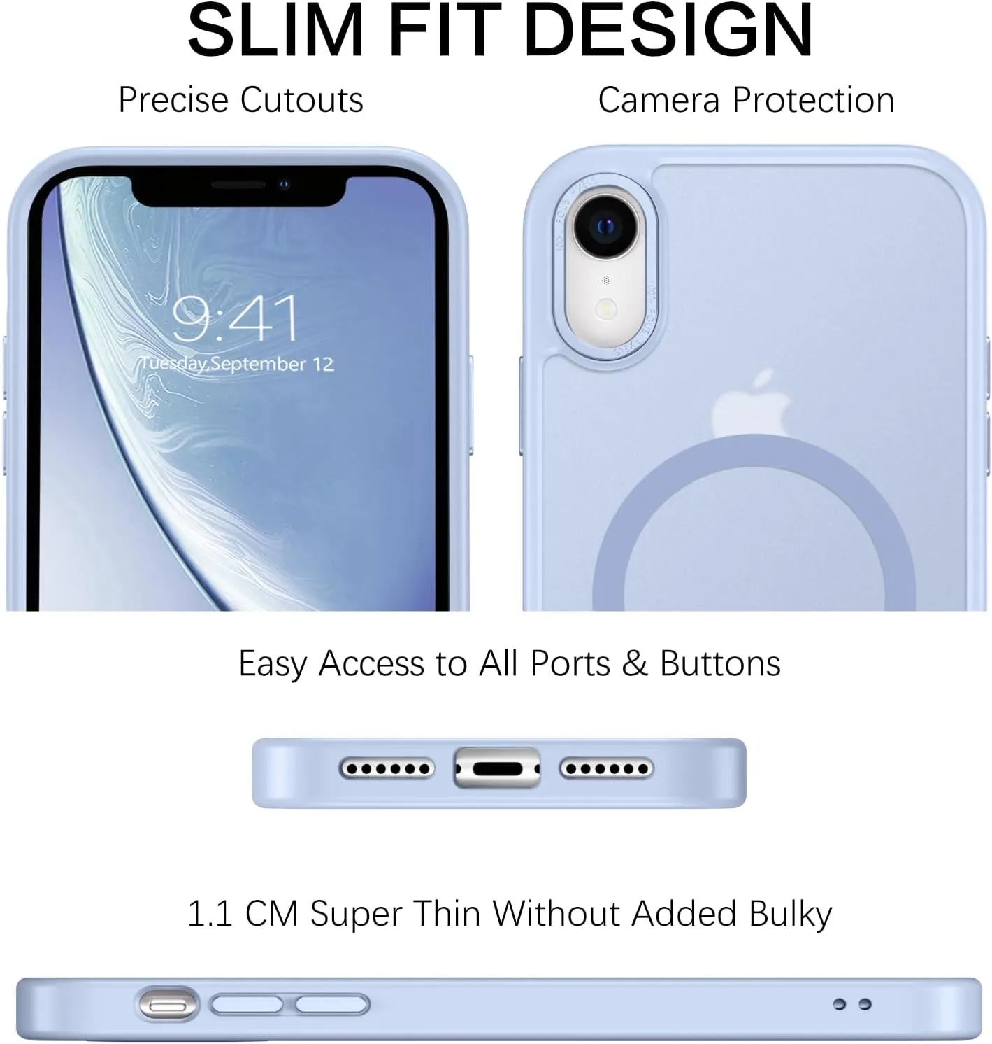Telaso for iPhone XR Case, iPhone XR Phone Case Compatible with Magsafe Translucent Matte Back Shockproof Anti-Scratch Anti-Yellow Full Body Protective Magnetic iPhone XR Case, Baby Blue