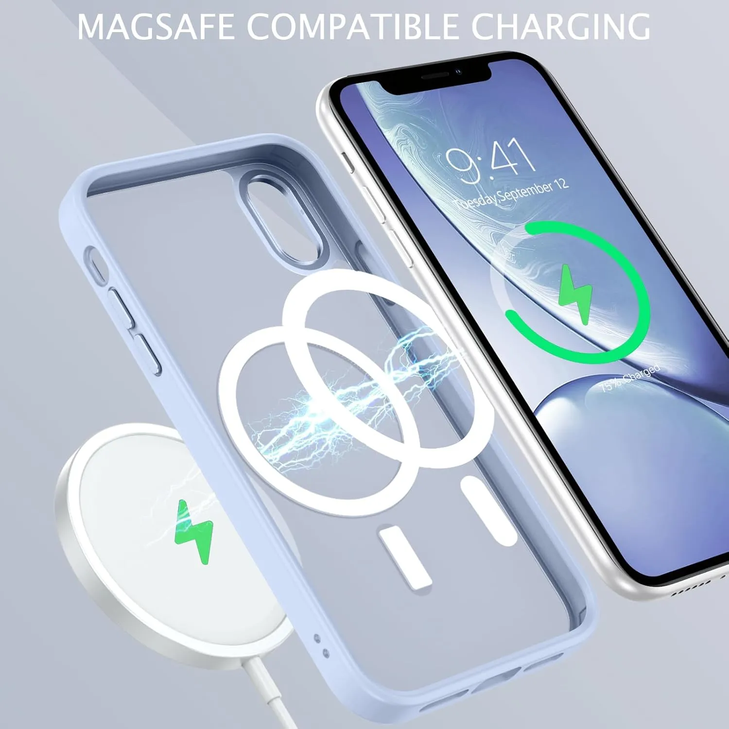 Telaso for iPhone XR Case, iPhone XR Phone Case Compatible with Magsafe Translucent Matte Back Shockproof Anti-Scratch Anti-Yellow Full Body Protective Magnetic iPhone XR Case, Baby Blue