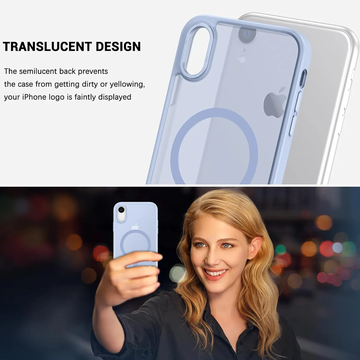 Telaso for iPhone XR Case, iPhone XR Phone Case Compatible with Magsafe Translucent Matte Back Shockproof Anti-Scratch Anti-Yellow Full Body Protective Magnetic iPhone XR Case, Baby Blue