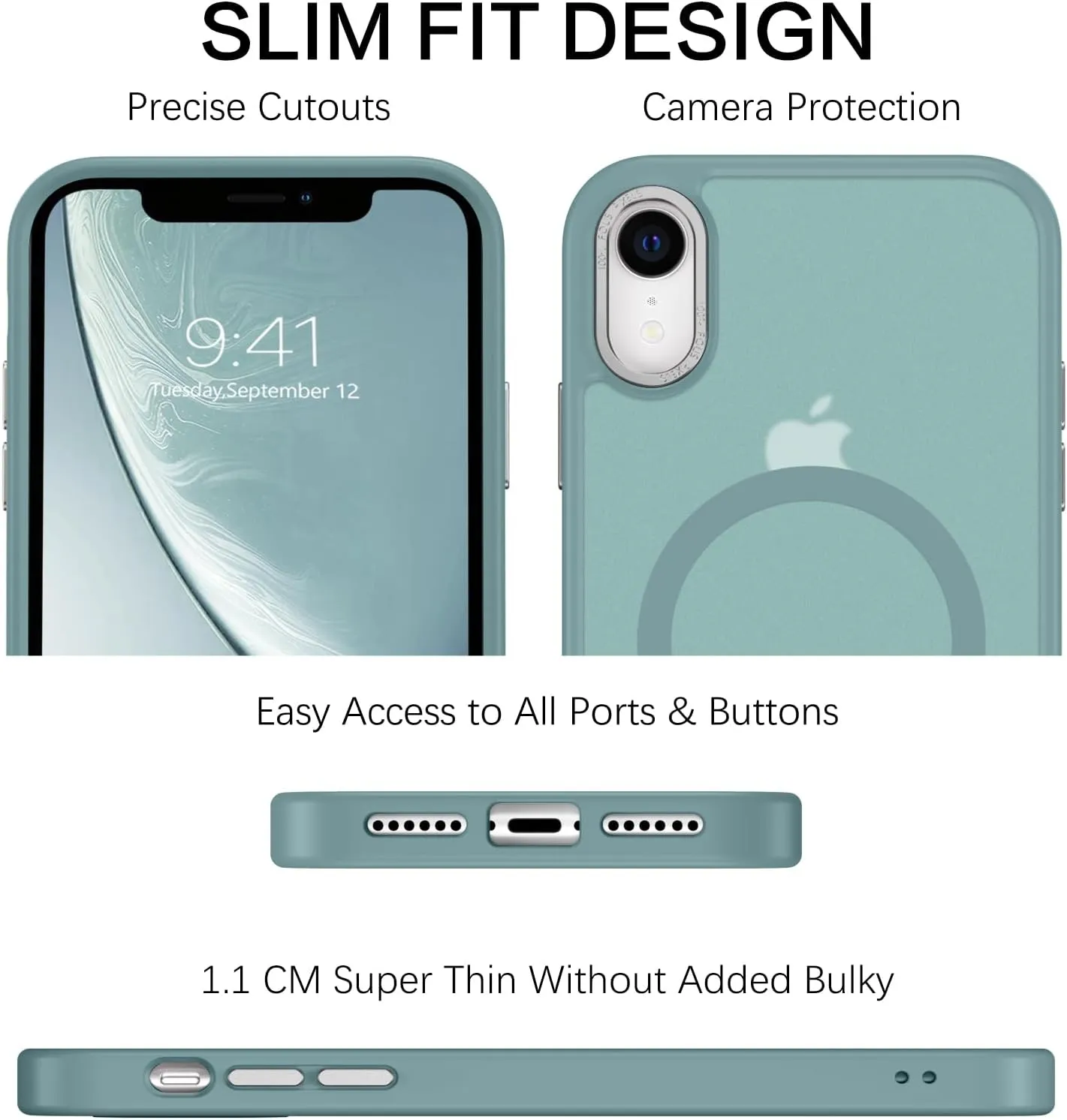 Telaso for iPhone XR Case, iPhone XR Phone Case Compatible with Magsafe Translucent Matte Back Shockproof Anti-Scratch Anti-Yellow Full Body Protective Magnetic iPhone XR Case, Calke Green