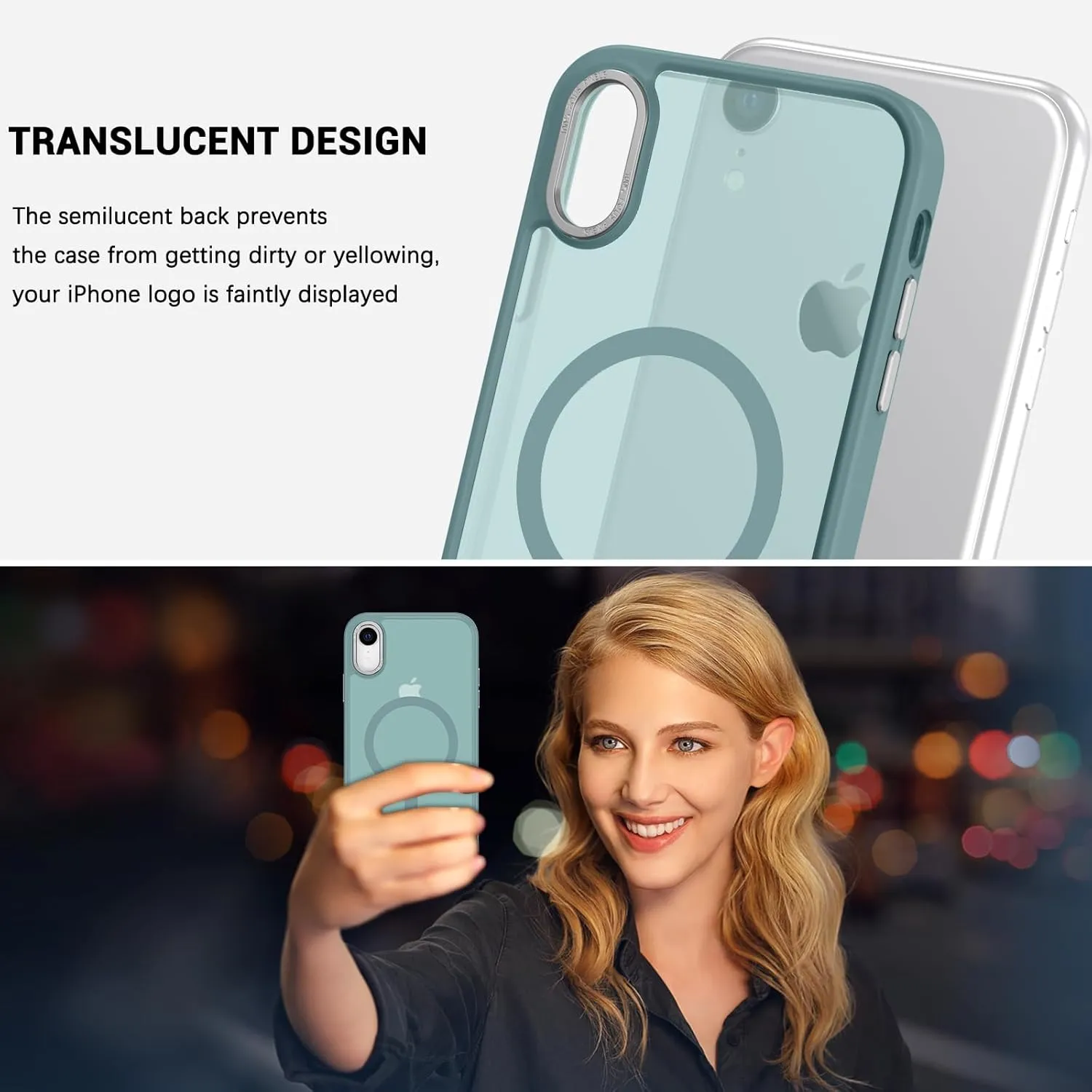 Telaso for iPhone XR Case, iPhone XR Phone Case Compatible with Magsafe Translucent Matte Back Shockproof Anti-Scratch Anti-Yellow Full Body Protective Magnetic iPhone XR Case, Calke Green