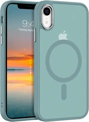Telaso for iPhone XR Case, iPhone XR Phone Case Compatible with Magsafe Translucent Matte Back Shockproof Anti-Scratch Anti-Yellow Full Body Protective Magnetic iPhone XR Case, Calke Green
