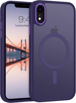 Telaso for iPhone XR Case, iPhone XR Phone Case Compatible with Magsafe Translucent Matte Back Shockproof Anti-Scratch Anti-Yellow Full Body Protective Magnetic iPhone XR Case, Dark Purple