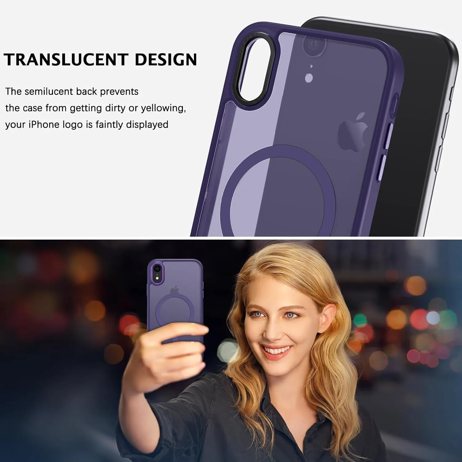 Telaso for iPhone XR Case, iPhone XR Phone Case Compatible with Magsafe Translucent Matte Back Shockproof Anti-Scratch Anti-Yellow Full Body Protective Magnetic iPhone XR Case, Dark Purple