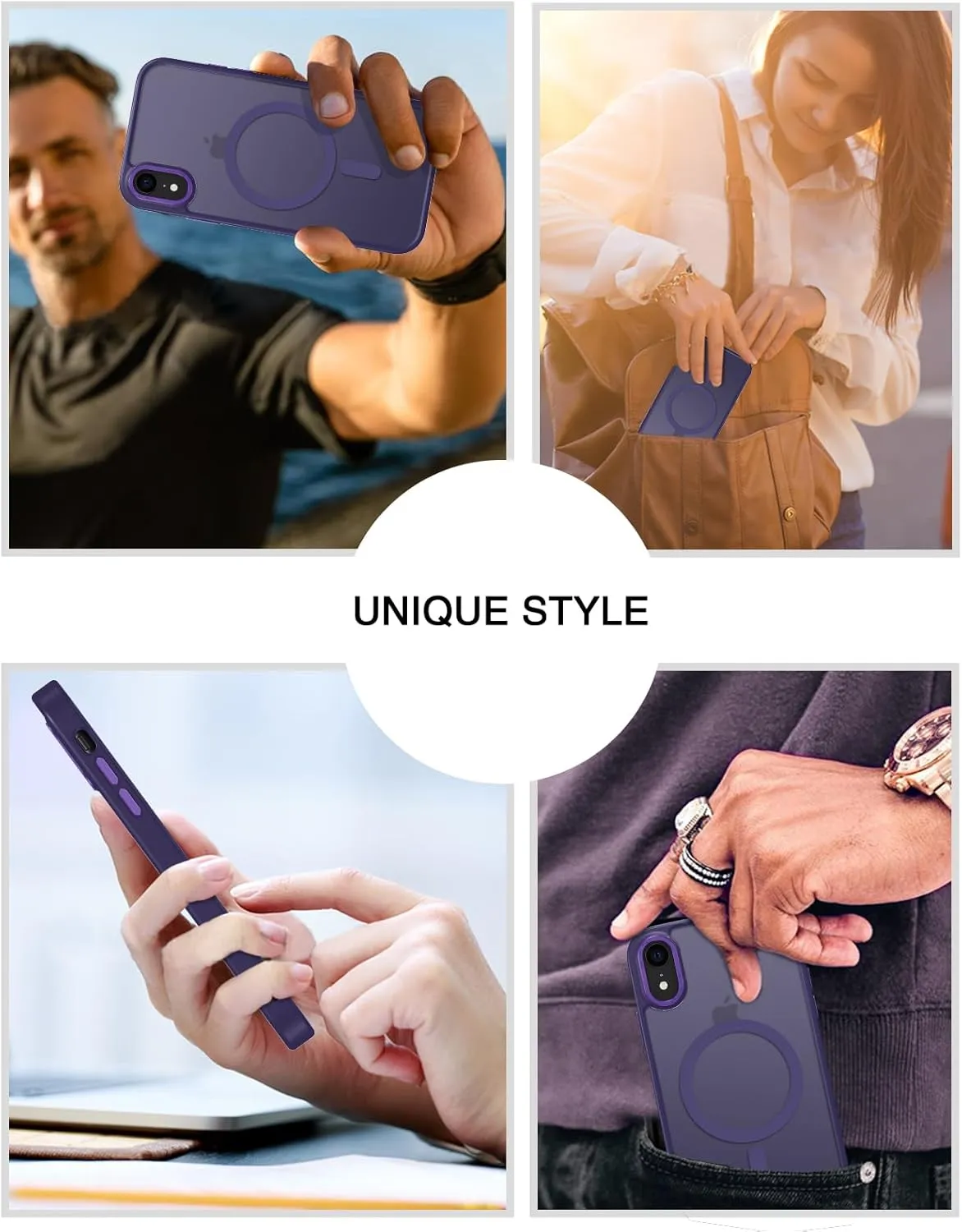 Telaso for iPhone XR Case, iPhone XR Phone Case Compatible with Magsafe Translucent Matte Back Shockproof Anti-Scratch Anti-Yellow Full Body Protective Magnetic iPhone XR Case, Dark Purple