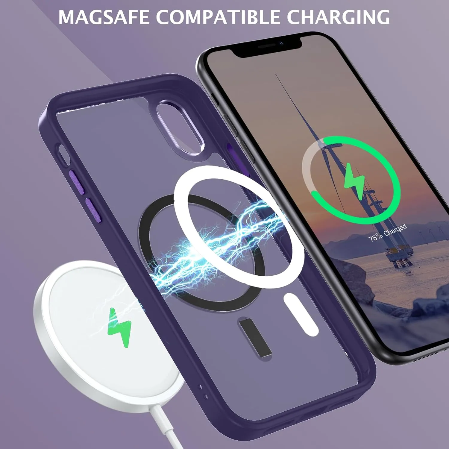 Telaso for iPhone XR Case, iPhone XR Phone Case Compatible with Magsafe Translucent Matte Back Shockproof Anti-Scratch Anti-Yellow Full Body Protective Magnetic iPhone XR Case, Dark Purple