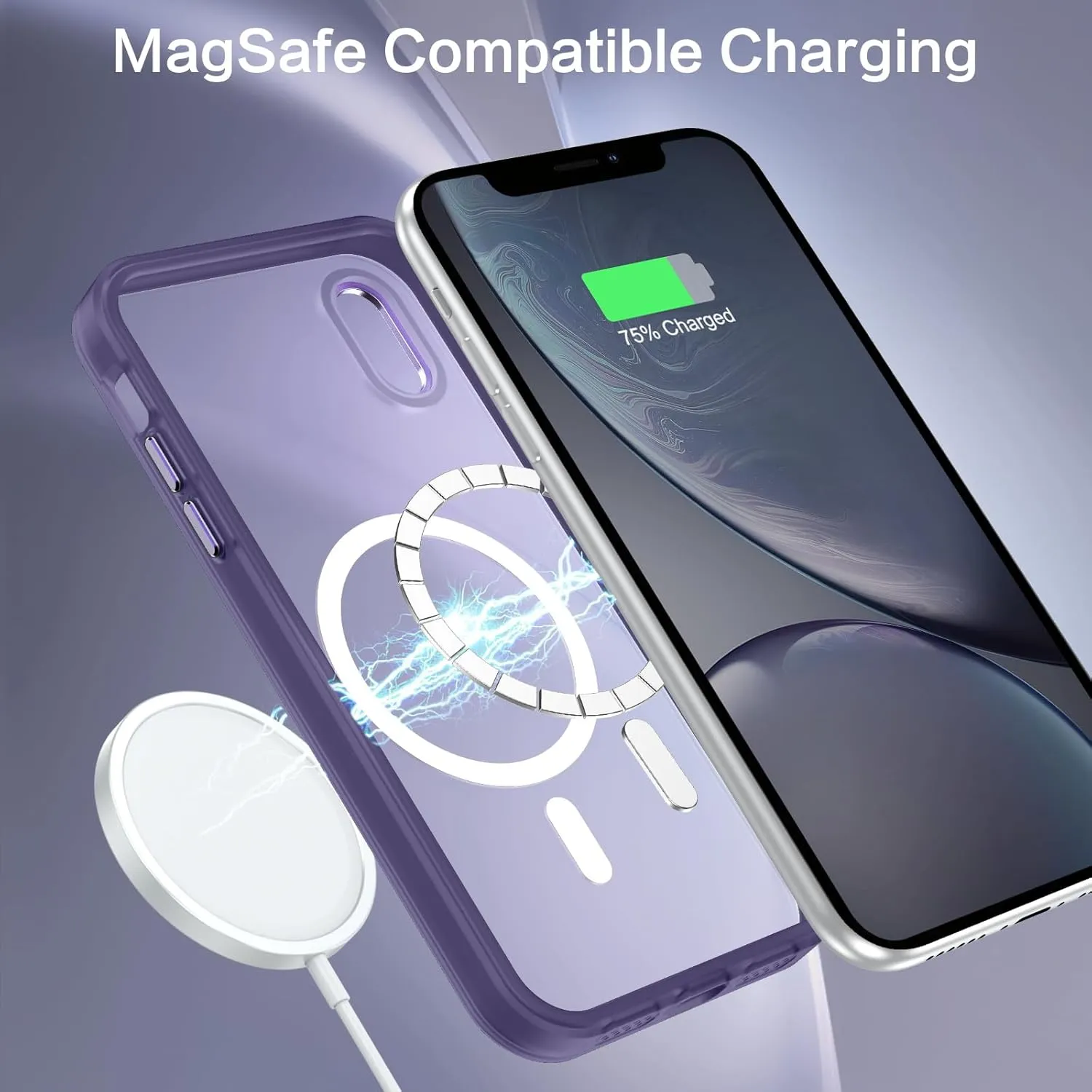 Telaso for iPhone XR Case, Slim Matte Deep Purple Magnetic Wireless Charging Compatible Case with Magsafe, Anti-Scratch, Anti-Yellow, Shockproof
