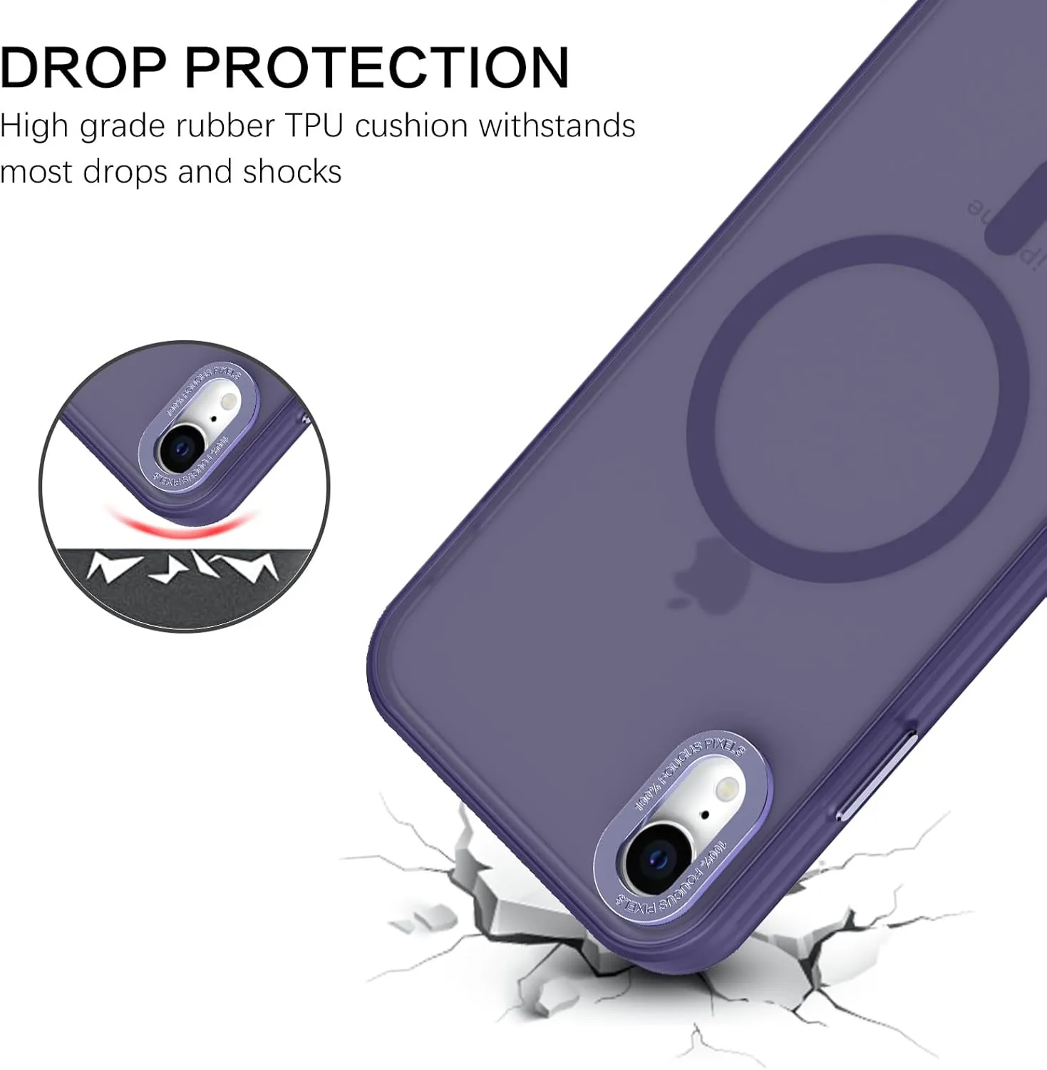 Telaso for iPhone XR Case, Slim Matte Deep Purple Magnetic Wireless Charging Compatible Case with Magsafe, Anti-Scratch, Anti-Yellow, Shockproof