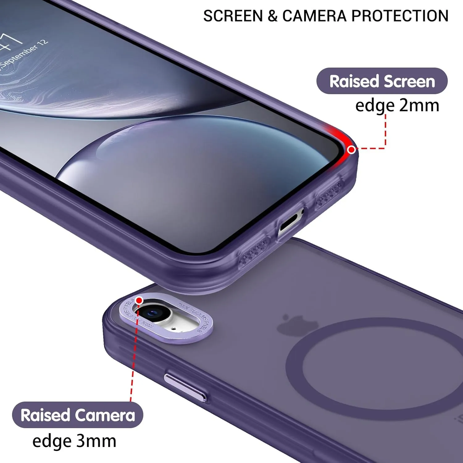 Telaso for iPhone XR Case, Slim Matte Deep Purple Magnetic Wireless Charging Compatible Case with Magsafe, Anti-Scratch, Anti-Yellow, Shockproof
