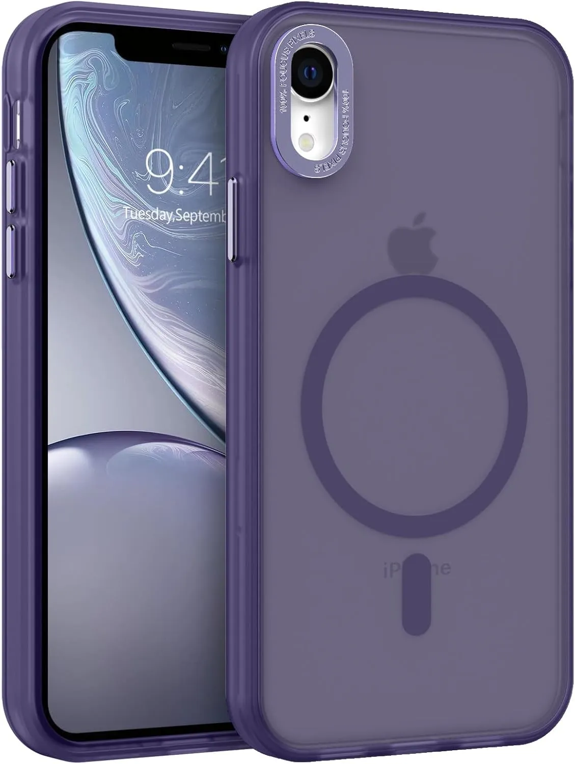 Telaso for iPhone XR Case, Slim Matte Deep Purple Magnetic Wireless Charging Compatible Case with Magsafe, Anti-Scratch, Anti-Yellow, Shockproof