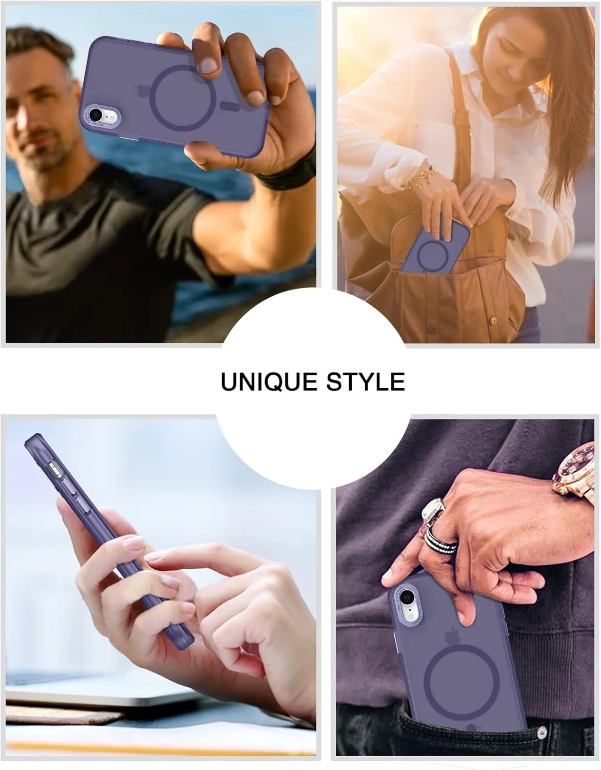 Telaso for iPhone XR Case, Slim Matte Deep Purple Magnetic Wireless Charging Compatible Case with Magsafe, Anti-Scratch, Anti-Yellow, Shockproof
