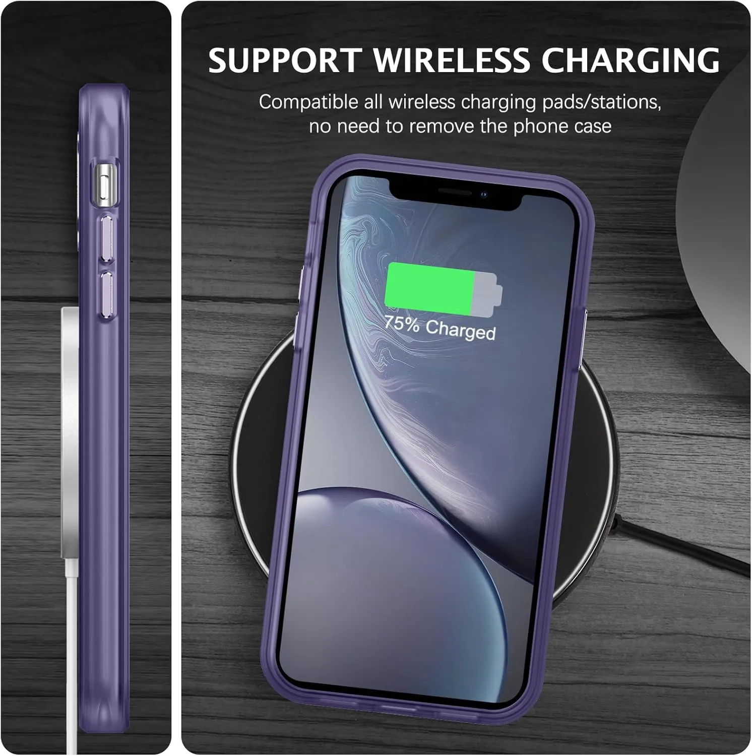 Telaso for iPhone XR Case, Slim Matte Deep Purple Magnetic Wireless Charging Compatible Case with Magsafe, Anti-Scratch, Anti-Yellow, Shockproof
