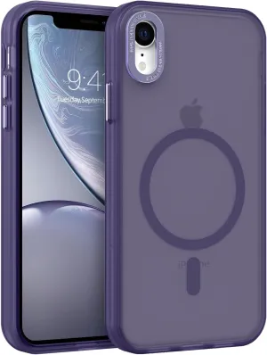 Telaso for iPhone XR Case, Slim Matte Deep Purple Magnetic Wireless Charging Compatible Case with Magsafe, Anti-Scratch, Anti-Yellow, Shockproof