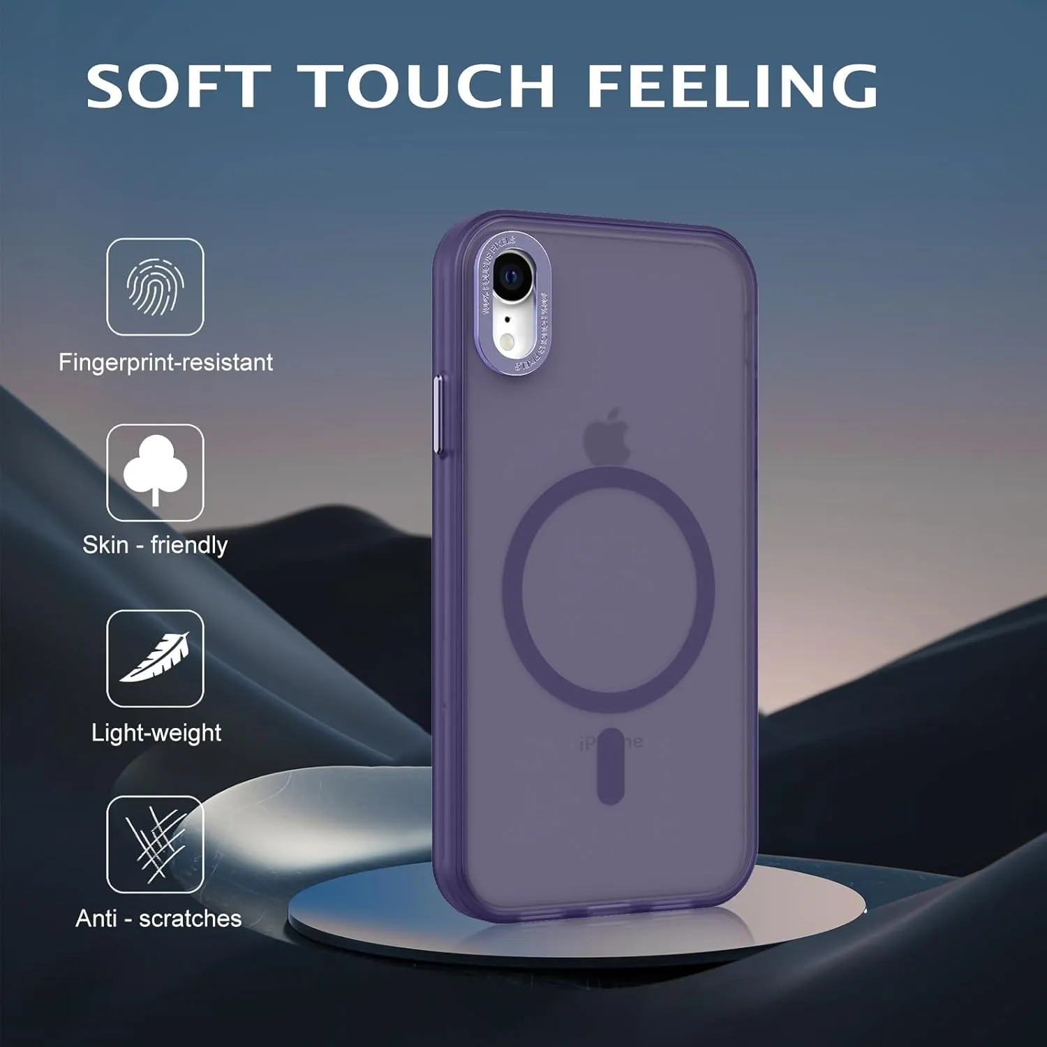 Telaso for iPhone XR Case, Slim Matte Deep Purple Magnetic Wireless Charging Compatible Case with Magsafe, Anti-Scratch, Anti-Yellow, Shockproof
