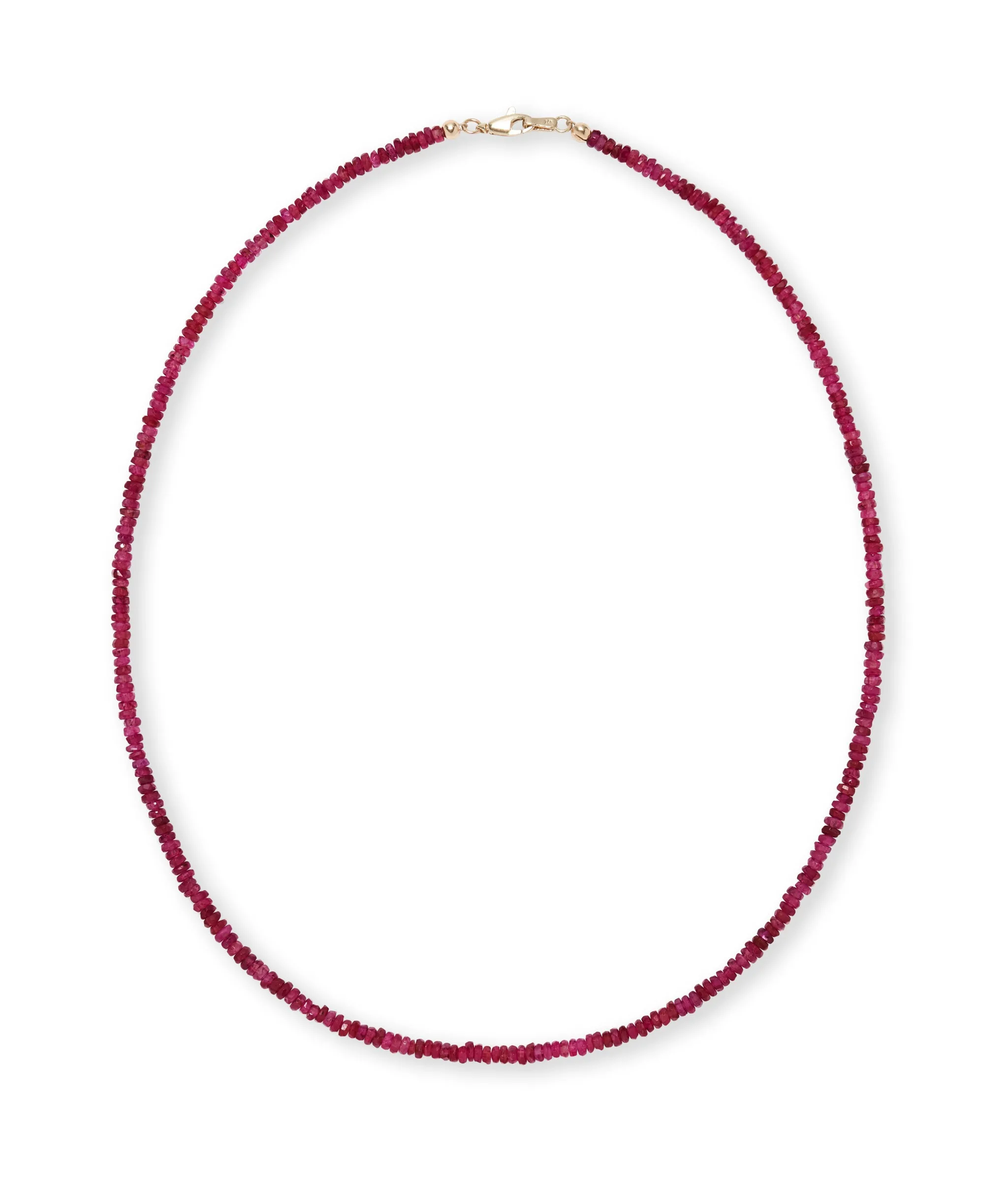 Tiny Beaded 14k Gold Necklace in Ruby