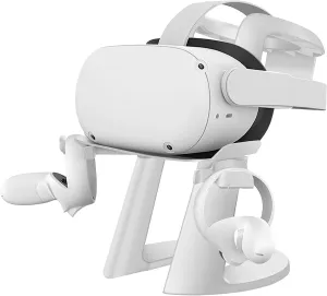 TNP VR Headset Stand for Oculus Quest 2 Holder Touch Controller Display Stand Docking Station White, Meta Quest 2/ Quest/Rift/Rift S/Samsung Odyssey VR Stand/Valve Index/HTC Vive/Valve Index