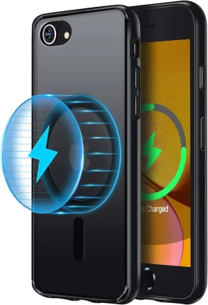 Translucent Hard PC Magnetic Case for iPhone 8/SE (4.7") Black - Built-in Magnets, Compatible with MagSafe