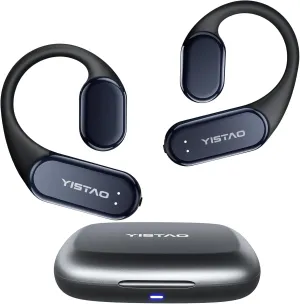 True Bone Conduction Headphones, Open Ear Earbuds with Ear Hooks, Up to 60 Hours Playtime with Charging Case, Bluetooth 5.3, IP68 Waterproof, for Running, Yoga, Gym, Sports